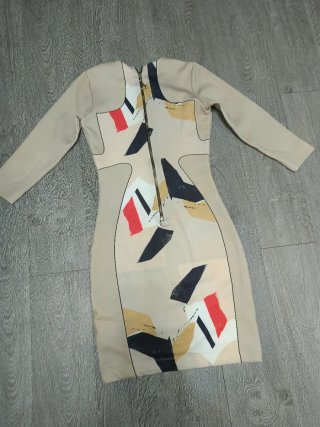 Vestido Beige Multicolor Talla M