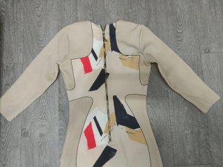 Vestido Beige Multicolor Talla M