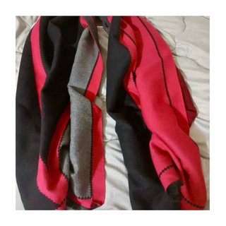 Sciarpa Maxi Donna Nero Rosso e Grigio