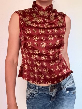Blusa Oriental Seda Vintage Cheongsam