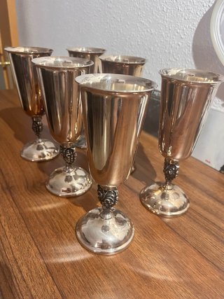 Conjunto 6 copas bañadas en plata