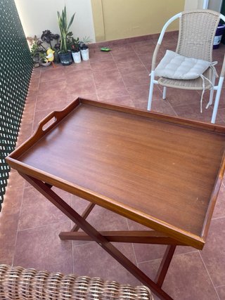 Mesita Auxiliar Plegable Madera Terraza
