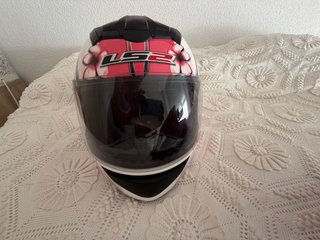 Casco moto LS2 flores rosa talla S