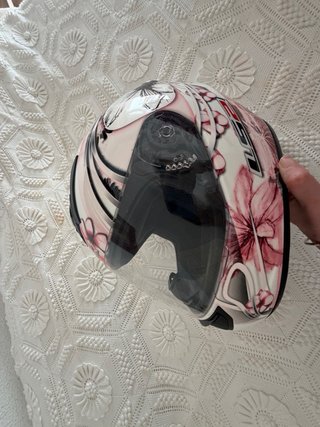 Casco moto LS2 flores rosa talla S