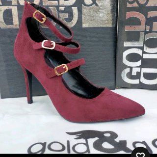 Scarpe décolleté tacco alto grigio/rosso 35 a 40