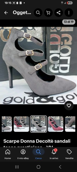 Scarpe décolleté tacco alto grigio/rosso 35 a 40