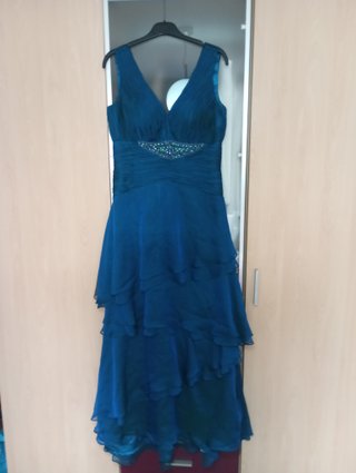 Vestido fiesta/boda azul verdoso
