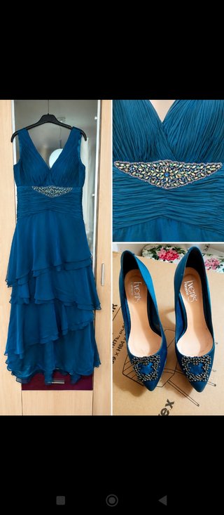 Vestido fiesta/boda azul verdoso