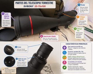 Telescopio Terrestre SVBONY 25-75x100