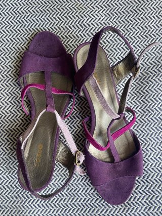 Sandalias Rosco Cuero Morado y Rosa