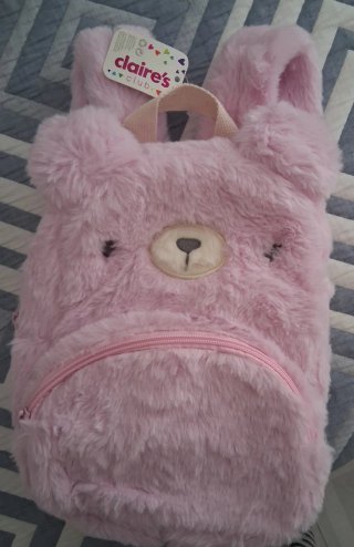 Mochila peluche oso rosa Claire's Club (NUEVA)