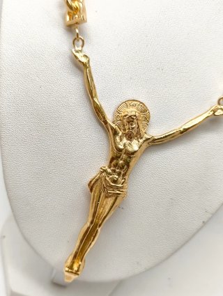 Cadena Oro 18kt Maciza con Crucifijo 75cm largo