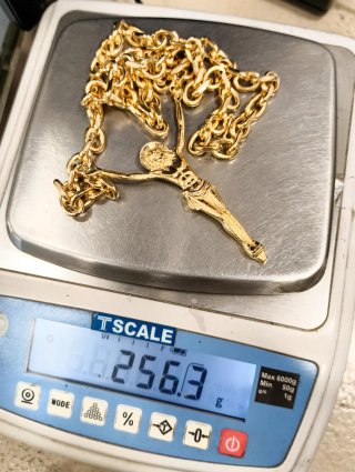Cadena Oro 18kt Maciza con Crucifijo 75cm largo