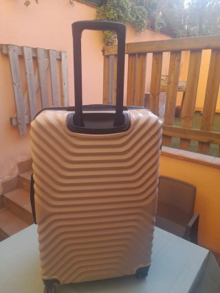 Maleta rígida beige/dorada