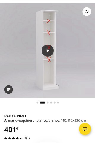 Estructura armario esquinero PAX IKEA blanco