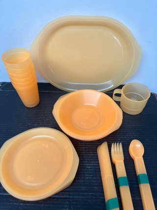 Set Picnic Plastica Arancione Trasparente