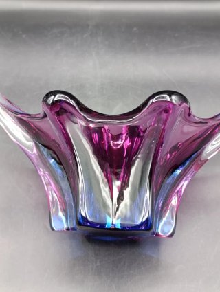Cuenco de cristal Murano púrpura y azul