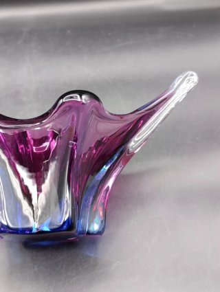 Cuenco de cristal Murano púrpura y azul