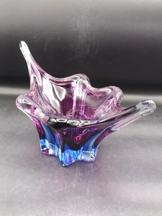Cuenco de cristal Murano púrpura y azul