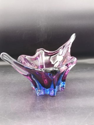 Cuenco de cristal Murano púrpura y azul