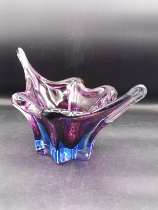 Cuenco de cristal Murano púrpura y azul
