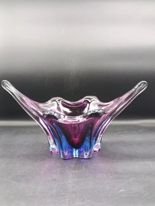 Cuenco de cristal Murano púrpura y azul