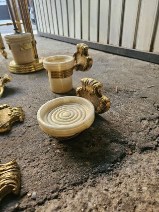 Lote Accesorios Baño Latón Antiguo