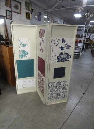 Biombo 3 paneles madera vintage original