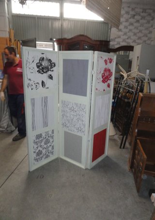 Biombo 3 paneles madera vintage original