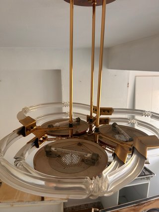 Lámpara de techo vintage madera y cristal