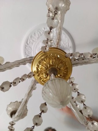 2 Lámparas Araña Cristal y Metal