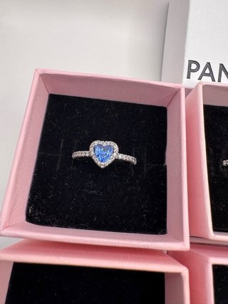Anello Pandora Cuore Blu Argento Misura 52-54-56