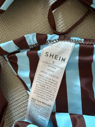 Bikini Shein Rayas Azul y Marrón
