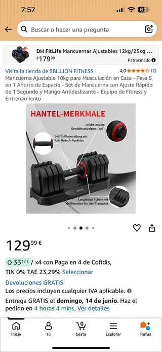 Mancuernas Ajustables 10kg