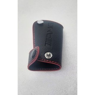 FUNDA LLAVE CUERO borde rojo MERCEDES AMG LLAVERO