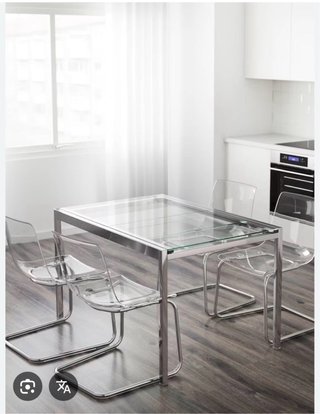 Mesa de centro cristal y metal plateado