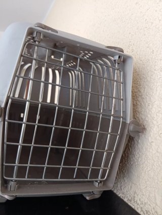 Transportín para mascotas gris y blanco