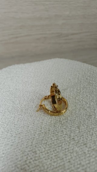 Pendientes Aro Pequeño Greca Chapado Oro 18k