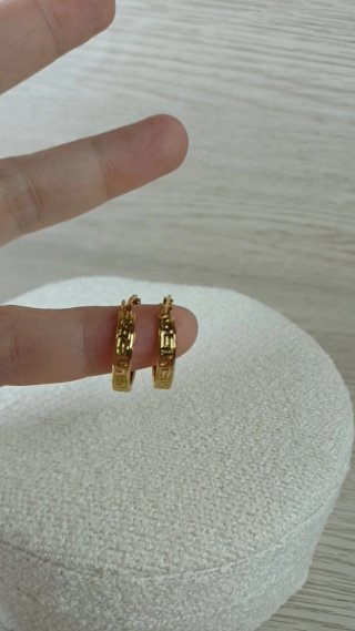 Pendientes Aro Pequeño Greca Chapado Oro 18k