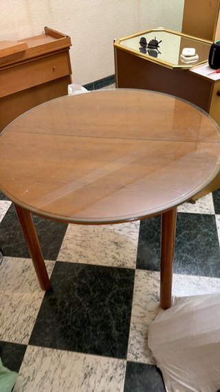 Mesa redonda madera y cristal
