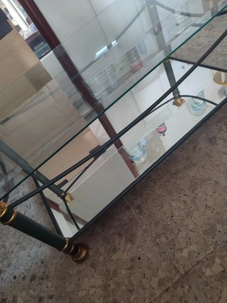Mesa de centro cristal y metal dorado