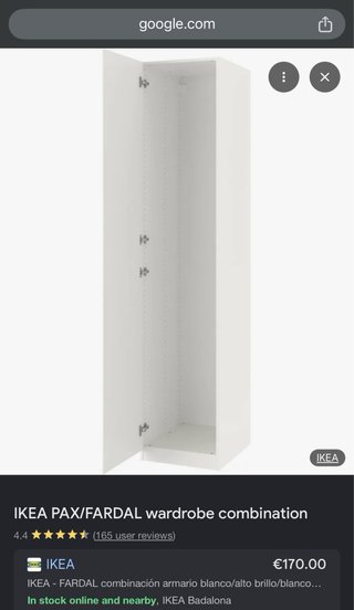 Módulo PAX Ikea 6 baldas blanco desmontado