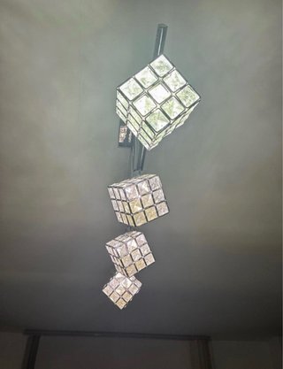 Lámpara moderna cubos plata y cristal
