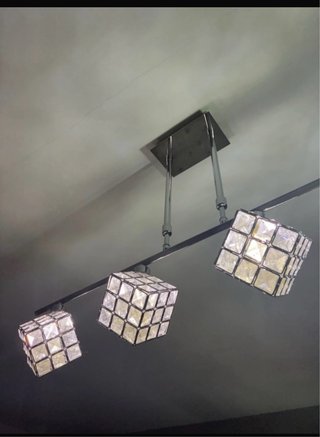 Lámpara moderna cubos plata y cristal