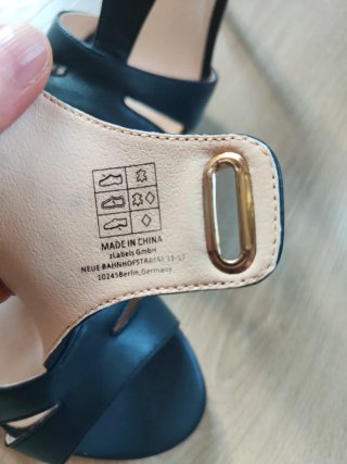 Sandalias NUEVAS piel azul marino tacón Anna Field