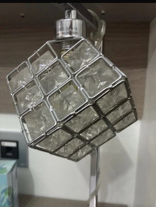 2 Lámparas Mesita Noche Cristal Metal