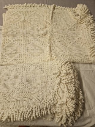 Colcha ganchillo beige