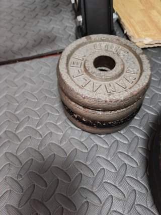 Discos de peso 10kg y mancuernas