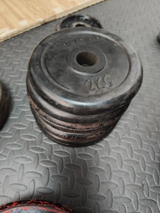 Discos de peso 10kg y mancuernas