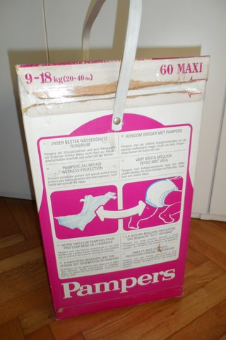 Rara scatola Pampers Maxi 9-18 kg anni '80